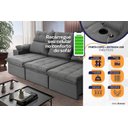 Ver imagem 4 de Sofá Retrátil Reclinável Verona Usb + Porta Copo 2,30m Suede Velut Cinza C/ Molas no Assento -
