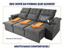 Ver imagem 6 de Sofá Retrátil Reclinável Verona Usb + Porta Copo 2,30m Suede Velut Cinza C/ Molas no Assento -