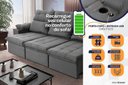 Ver imagem 5 de Sofá Retrátil Reclinável Verona Usb + Porta Copo 2,30m Suede Velut Cinza C/ Molas no Assento -