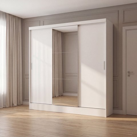 Guarda Roupa Casal 3 Portas 4 Gavetas 190cm com Espelho