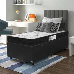 Cama Box Baú Solteiro + Colchão D33 One Face - 61x88x188cm - E-shop Casa - Couro - 2