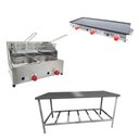 Ver imagem 1 de Kit Lanchonete Mesa de Manipulação 190x70cm + Fritadeira a Gás 2 Cuba + Chapa a Gás 90cm