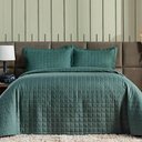 Ver imagem 2 de Kit Cobre Leito Milano Casal Micropercal 300 Fios Matelado Colcha 3 Peças Verde
