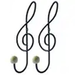 Kit 2 Ganchos Cabideiros Aço Preto Cifra Música 28cm Suportes de Parede Pendurar Roupa Bolsas - 1