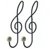 Kit 2 Ganchos Cabideiros Aço Preto Cifra Música 28cm Suportes de Parede Pendurar Roupa Bolsas - 1