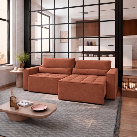 Sofa Cama 200cm Retratil e Reclinavel 3 Lugares Nepal