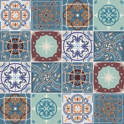 Kit com 2 Adesivos Azulejo Português - 8 Desenhos - Modelo B