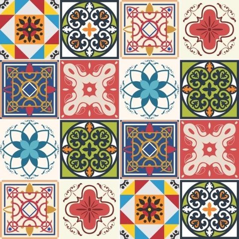 Kit com 2 Adesivos Azulejo Português - 8 Desenhos - Modelo C