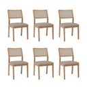 Ver imagem 1 de Kit 6 Cadeiras para Sala de Jantar Estofadas Oiti Bege/Madeira