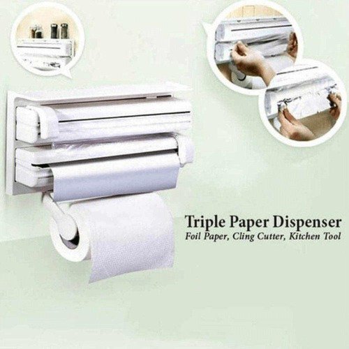 Suporte Papel Toalha Dispenser Cozinha Triple Paper 3 em 1 - 3