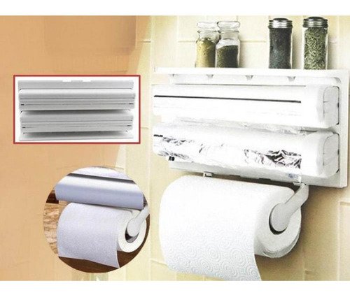 Suporte Papel Toalha Dispenser Cozinha Triple Paper 3 em 1 - 4