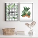 Ver imagem 1 de Kit 2 Quadros Plantas - Home 24x18cm - com Vidro:madeira Preta