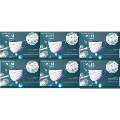 Mascara Tecido Antiviral 99,9% Tripla Lavavel 6 Unidades