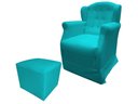 Ver imagem 1 de Poltrona Cadeira De Amamentação Com Balanço E Puff Manu Suede Azul Tifany Ms Decor