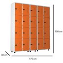 Ver imagem 2 de Armário Roupeiro Aço 20 Portas Academia Guarda Volume Trinco Laranja