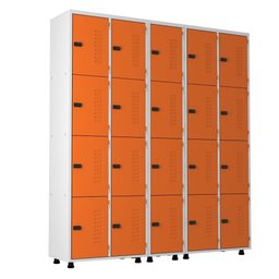 Armário Roupeiro Aço 20 Portas Academia Guarda Volume Trinco Laranja - 1