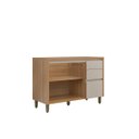 Ver imagem 2 de Balcão de Cozinha com Tampo Solari 2 Portas Mdf 120cm Gavetas Corrediças Telescópicas Jequitibá/gris
