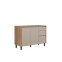 Ver imagem 1 de Balcão de Cozinha com Tampo Solari 2 Portas Mdf 120cm Gavetas Corrediças Telescópicas Jequitibá/gris