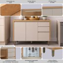Ver imagem 4 de Balcão de Cozinha com Tampo Solari 2 Portas Mdf 120cm Gavetas Corrediças Telescópicas Jequitibá/gris