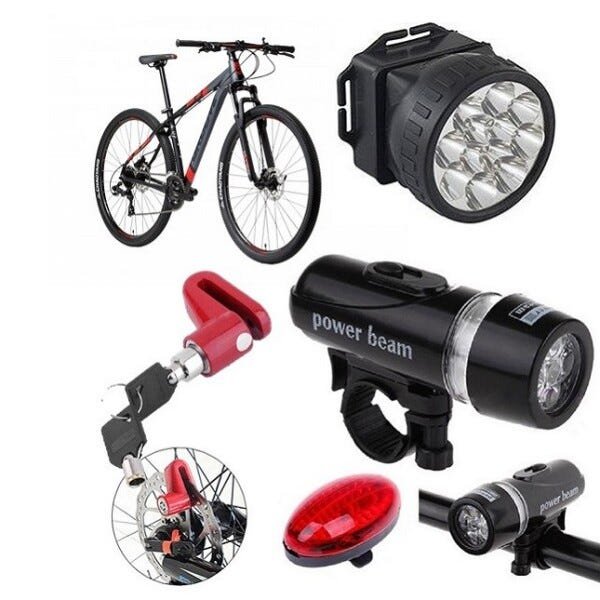 Kit Segurança Bicicleta Lanterna Luz Capacete Trava - 1