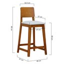 Ver imagem 2 de Banqueta Lyon em Madeira com Encosto Anatômico Assento Estofado com 68cm Altura - Amêndoa/linho Bege