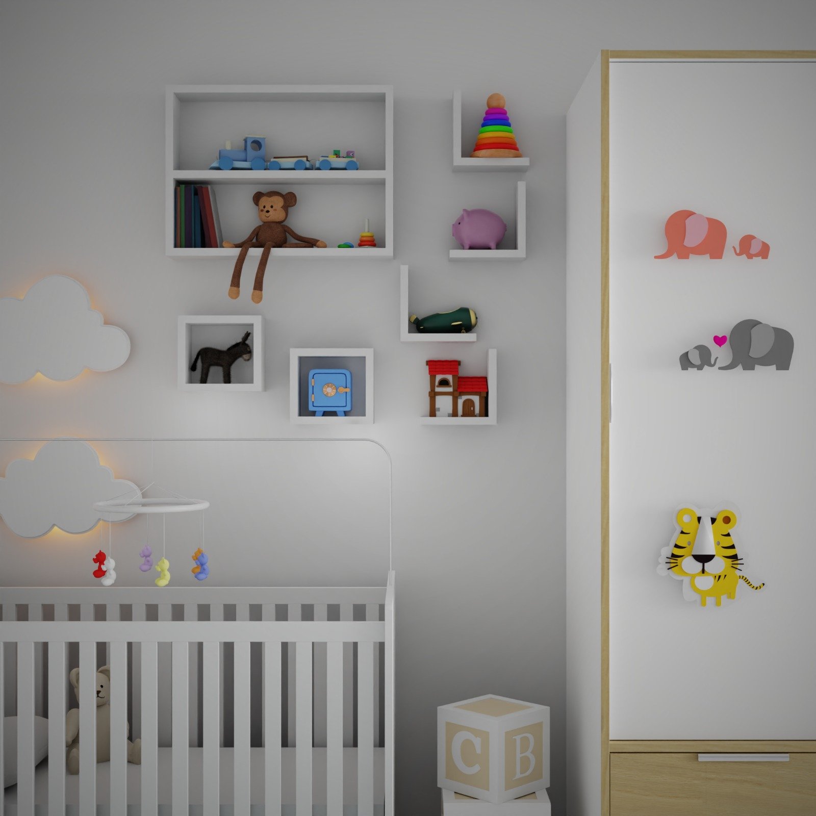 Kit Nicho Mdf Quarto de Bebê 7 Peças Slim Nicho Decorativo - 3