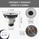 Ver imagem 6 de Valvula Pia Cozinha Inox Americana 4.1/2 Cesto Removivel