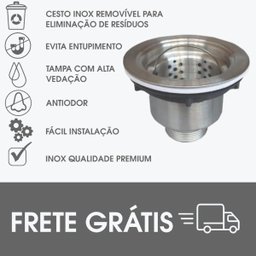Valvula Pia Cozinha Inox Americana 4.1/2 Cesto Removivel - 6