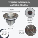 Ver imagem 5 de Valvula Pia Cozinha Inox Americana 4.1/2 Cesto Removivel