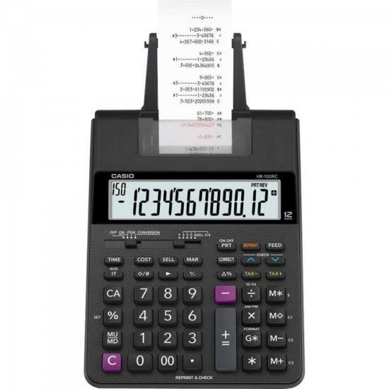 Calculadora com Bobina 12 Dígitos Bivolt HR-100RC Preta CASIO - 1