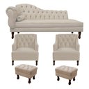Ver imagem 1 de Divã Cancun 185 Direito + 2 Poltronas + 2 Puffs Bege