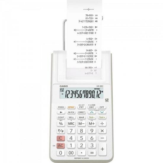 Calculadora com Bobina 12 Dígitos HR-8RC-WE-B-DC Branca CASIO - 2