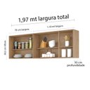 Ver imagem 6 de Balcão para Pia de 2,00 Mt Maceió e Aéreo Modulado 5 Portas Amendoa Off White Puxador Aluminio