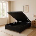 Ver imagem 2 de Cama Baú Casal 138x188 no Corino Preto