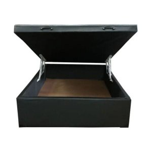 Cama Baú Casal 138x188 no Corino Preto