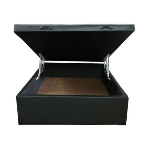 Cama Baú Casal 138x188 no Corino Preto