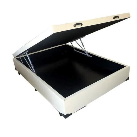 Cama Box Baú Casal 138 X 188 - Reforçado/blindado Corino Branco