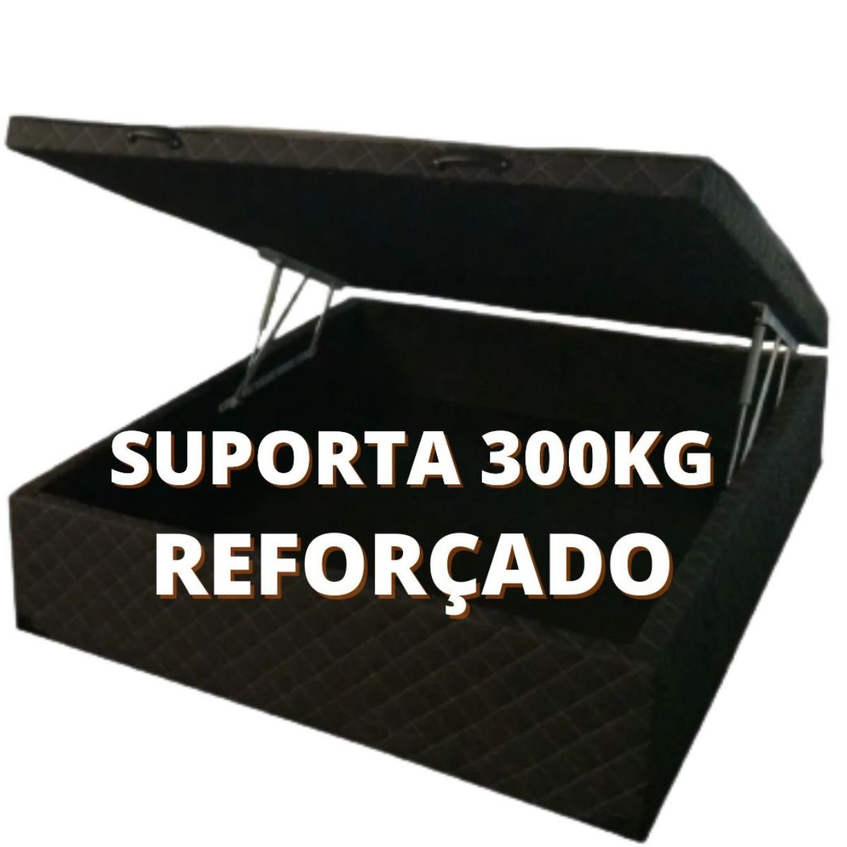 Cama Box Baú Casal 138x188 - Reforçado / Blindado Bordado Preto - 2