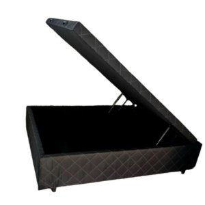 Cama Box Baú Casal 138x188 - Reforçado / Blindado Bordado Preto