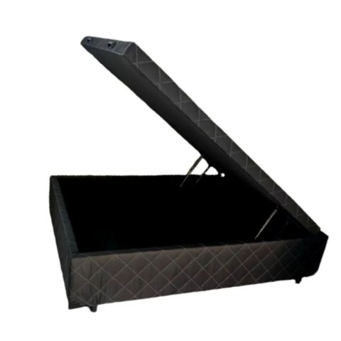 Cama Box Baú Casal 138 X 188 - Reforçado / Bordado Preto