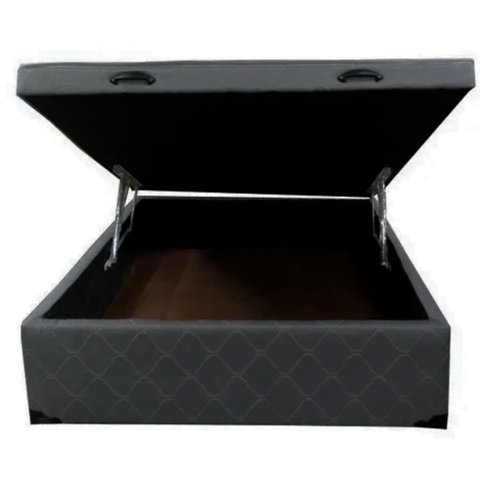 Cama Box Baú Casal 138 X 188 com 48cm de Altura - Reforçado / Bordado Cinza