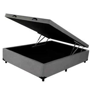 Cama Box Baú Casal 138 X 188 com 48cm de Altura - Reforçado / Corino Cinza