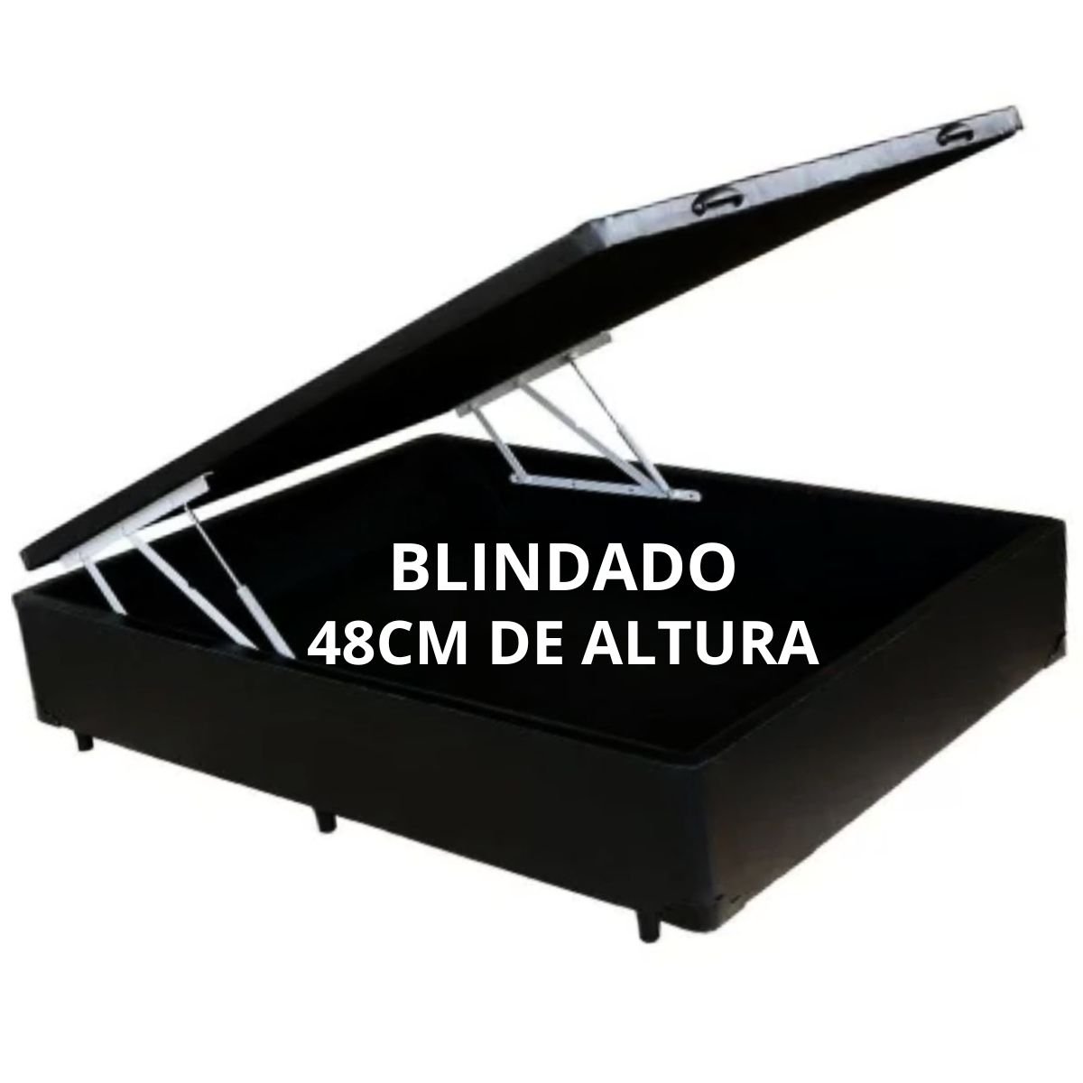 Cama Box Baú Casal 138 X 188 com 48cm de Altura Total - Reforçado / Corino Preto - 3