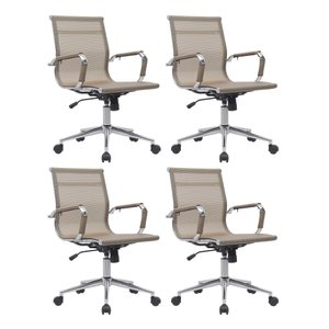 Cadeira Escritório Diretor Eames em Tela - Dourado:4 Cadeiras