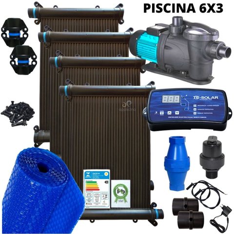 Kit Aquecimento Solar Piscina 6x3 Completo 20 Placas 25000 L