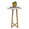Mesa de Canto Lateral Redonda Branca Pequena Mdf - 1