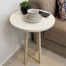Mesa de Canto Lateral Redonda Branca Pequena Mdf - 3