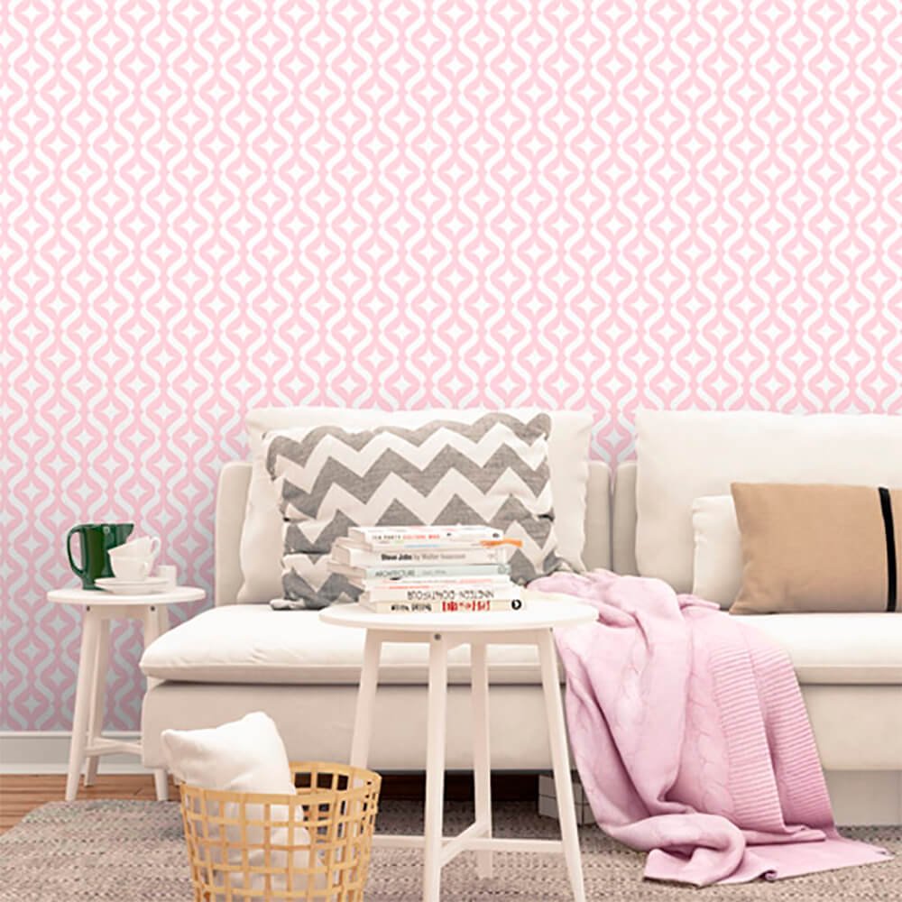 Papel de Parede Árabe 2 Rosa Arte Destaque 2 Metros