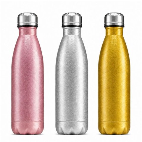 Garrafa Térmica MS914 500ml Aço Inox Portátil Viagem Metálica Cintilante:Variado
