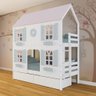 Beliche Casinha Bela com Coração 2 Gavetas 4 Janelas Venezianas - Madeira Maciça Branco/rosa/ - 1